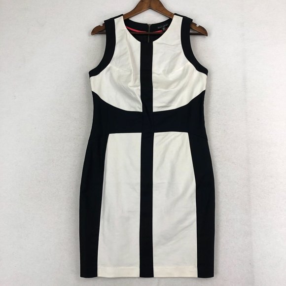 Willi Smith Women's Size 10 Black White Back Zip Sleeveless Sheath Dress - Picture 1 of 11